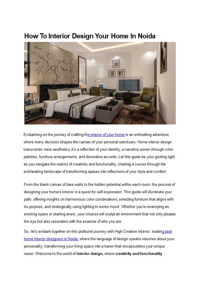 PPT – How To Interior Design Your Home - High Creation Interior ...