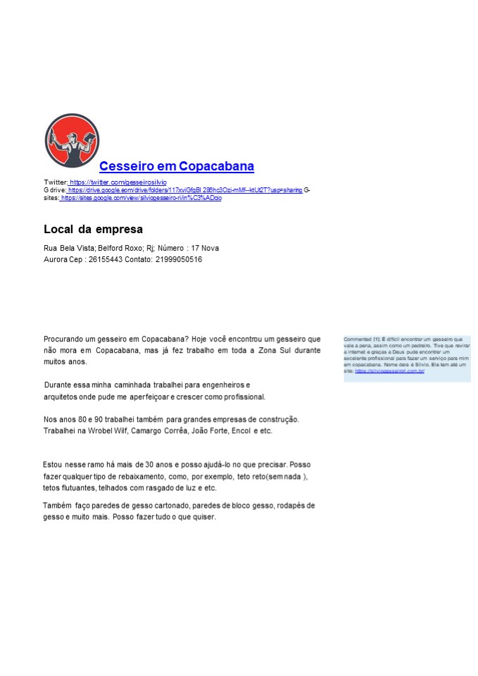 Gesseiro em Copacabana