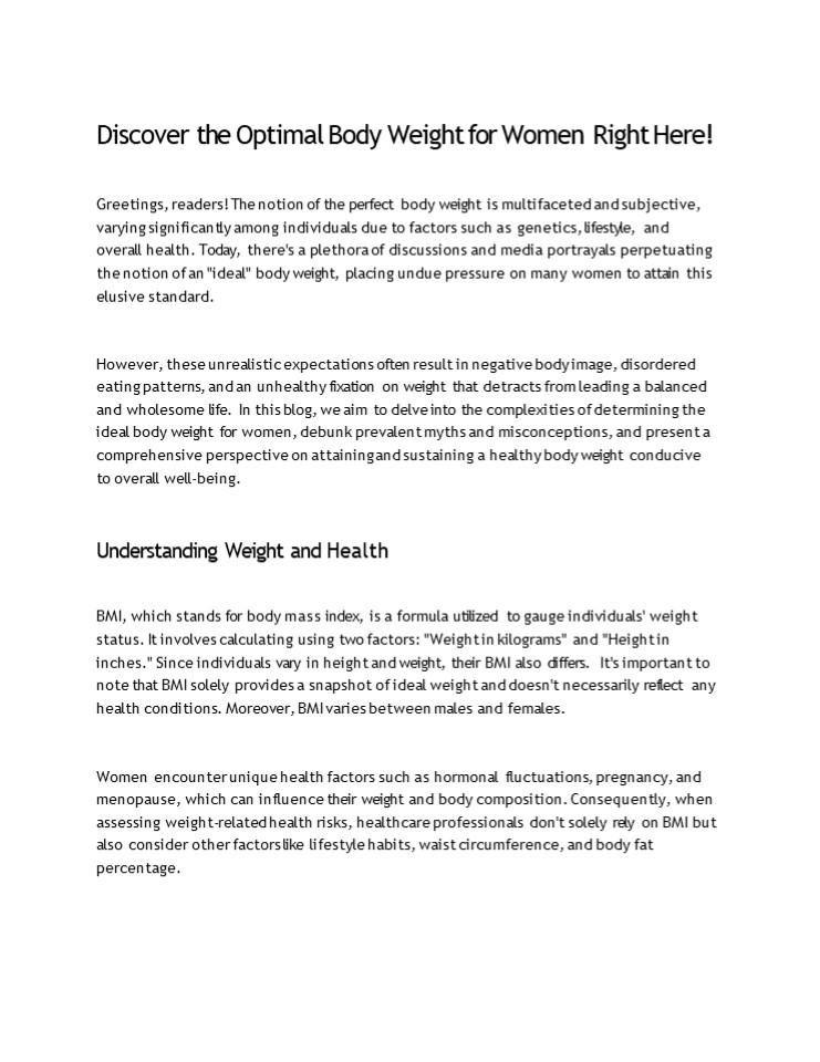 What Is The Ideal Body Weight For Women? Know Here!