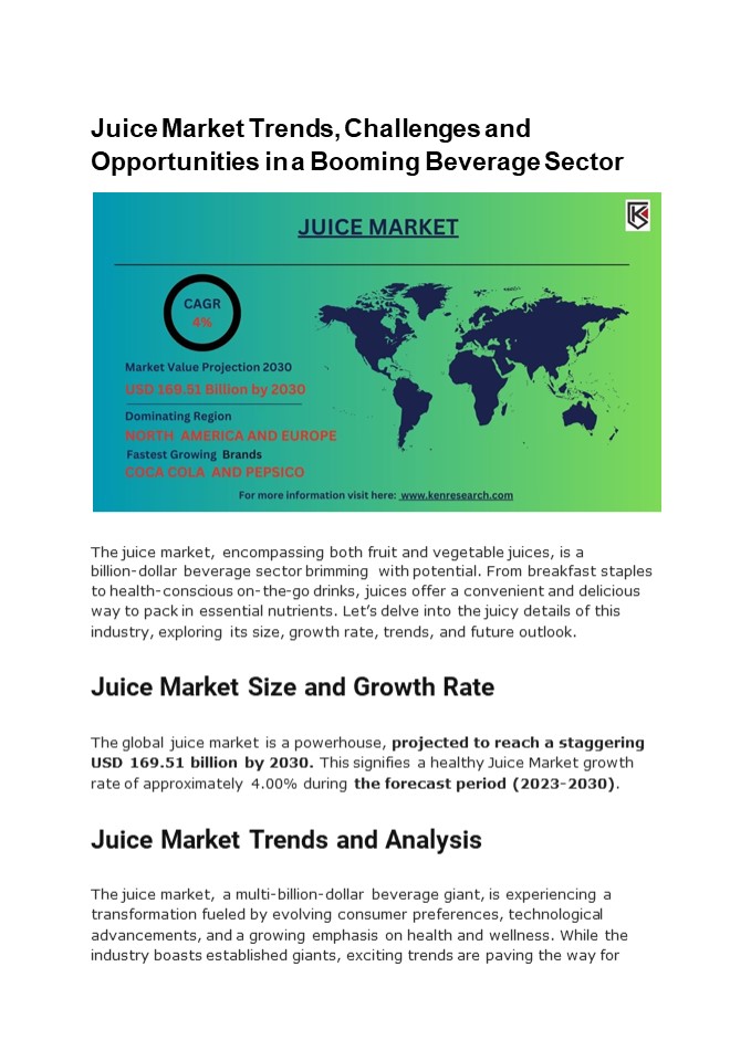 Juice Market Trends, Challenges and Opportunities in a Booming Beverage Sector