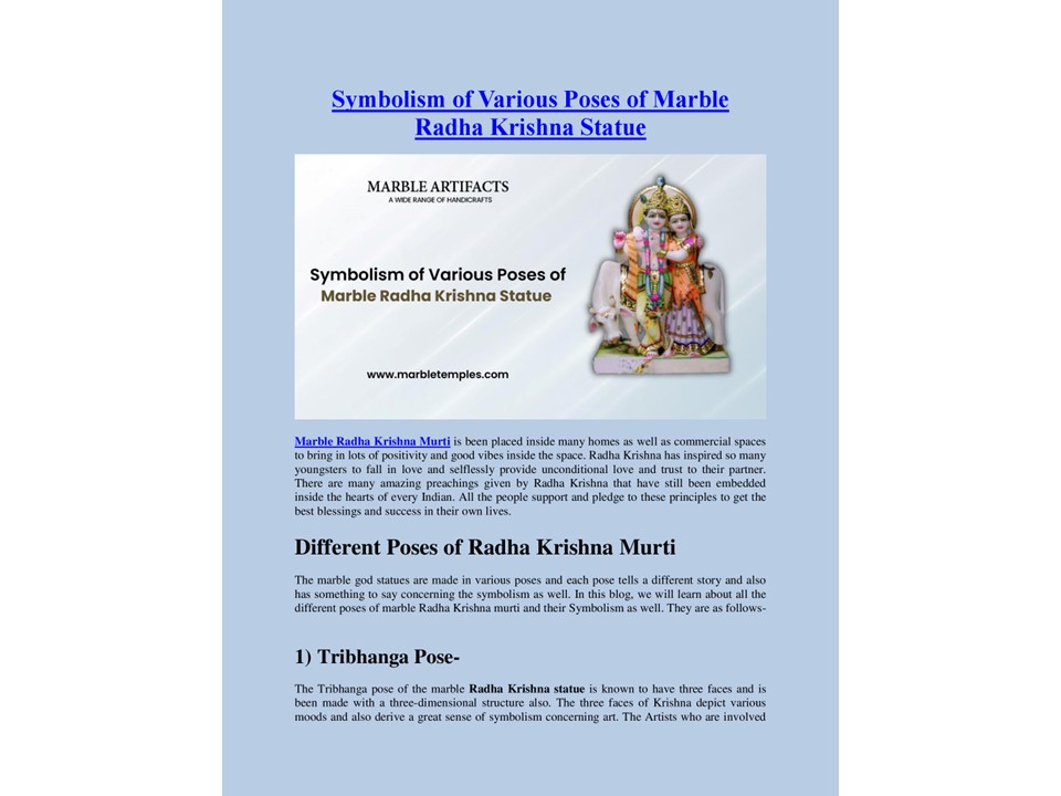 Symbolism of Various Poses of Marble Radha Krishna Statue (1)