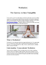 Meditation: The Gateway to Inner Tranquillity