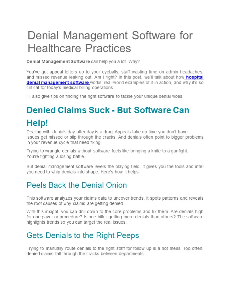 Denial Management Software for Healthcare Practices