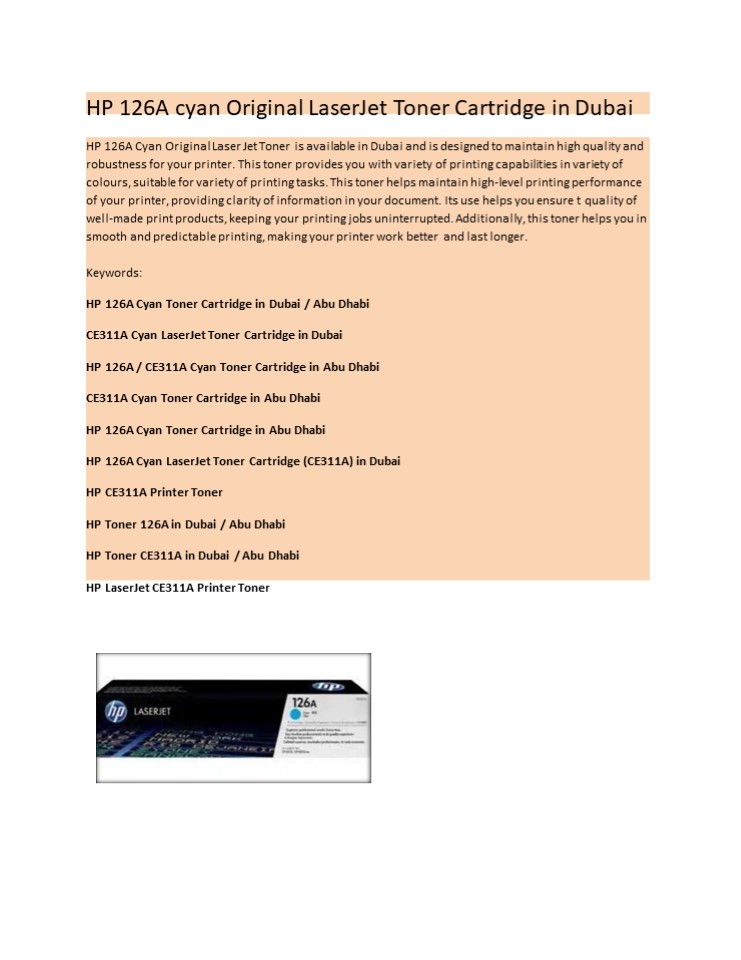 HP 126A cyan Original LaserJet Toner Cartridge in Dubai
