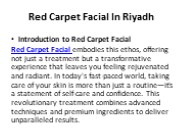 Red Carpet Facial In Riyadh