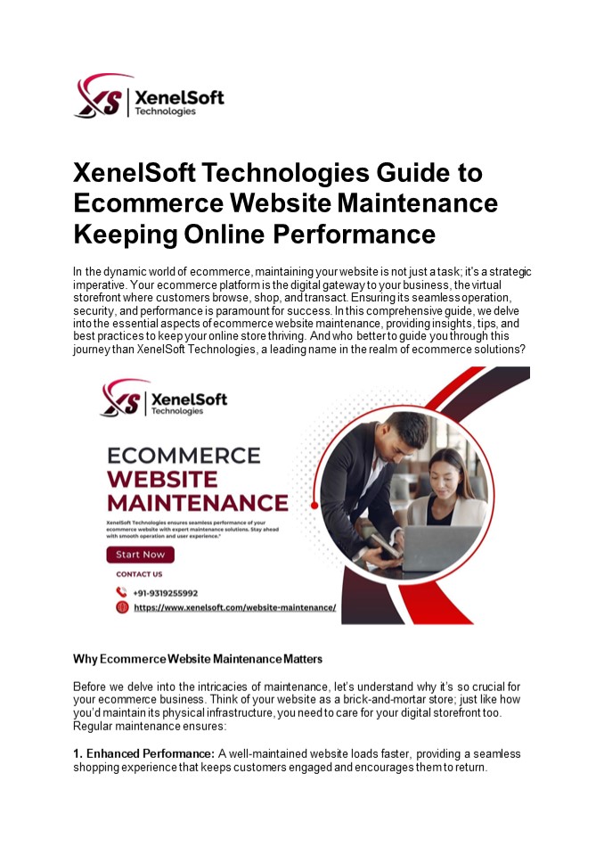 XenelSoft Technologies Guide to Ecommerce Website Maintenance Keeping Online Performance