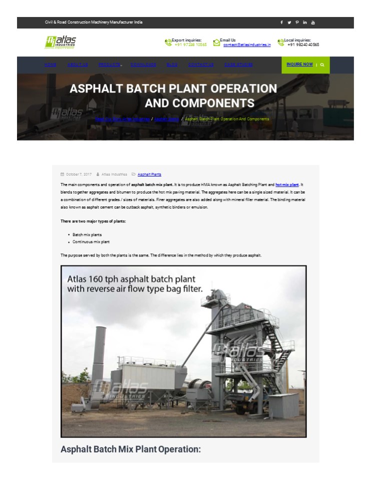 Asphalt Batch Mix Plant Operation - Atlas Industries