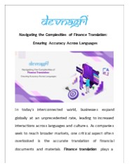 Navigating the Complexities of Finance Translation: Ensuring Accuracy Across Languages