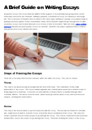A Brief Guide on Writing Essays