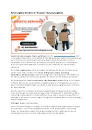 Best Logistic Services in Tirupati - Garuda Logistics