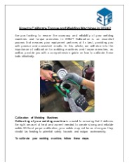 How to Calibrate Torque and Welding Machines in 2024?