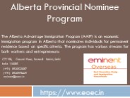 Alberta Provincial Nominee Program- Eminent Overseas