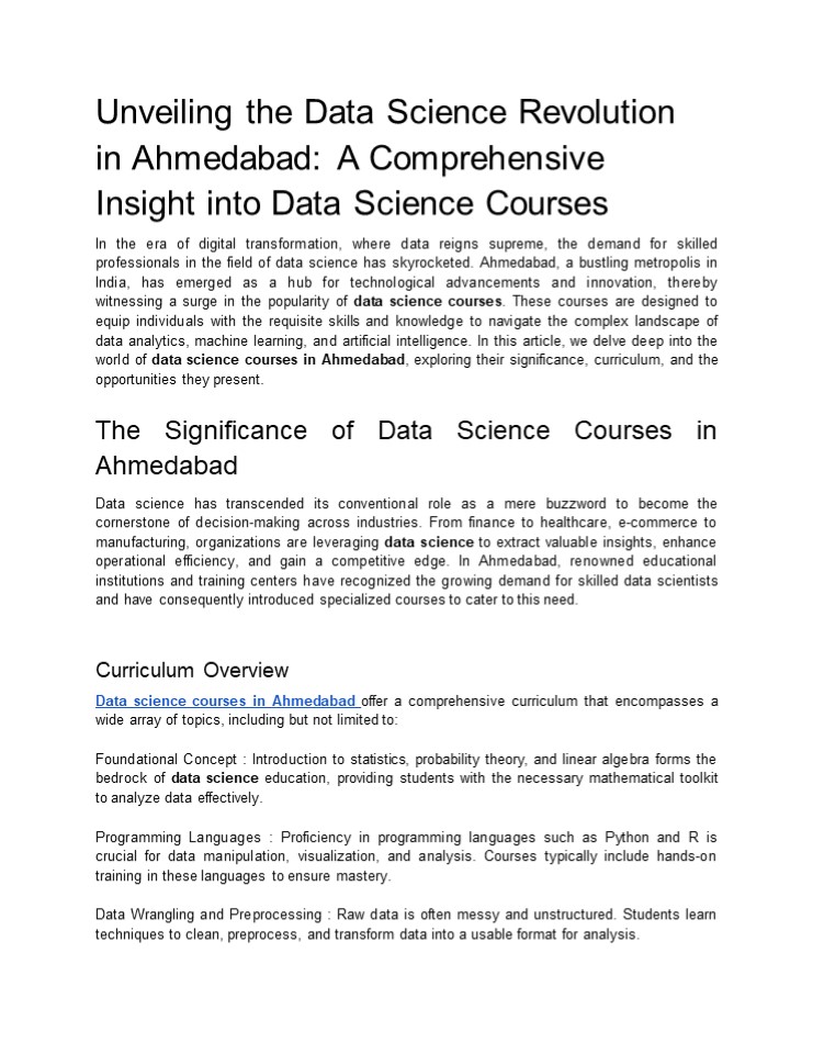 data science courses in Ahmedabad