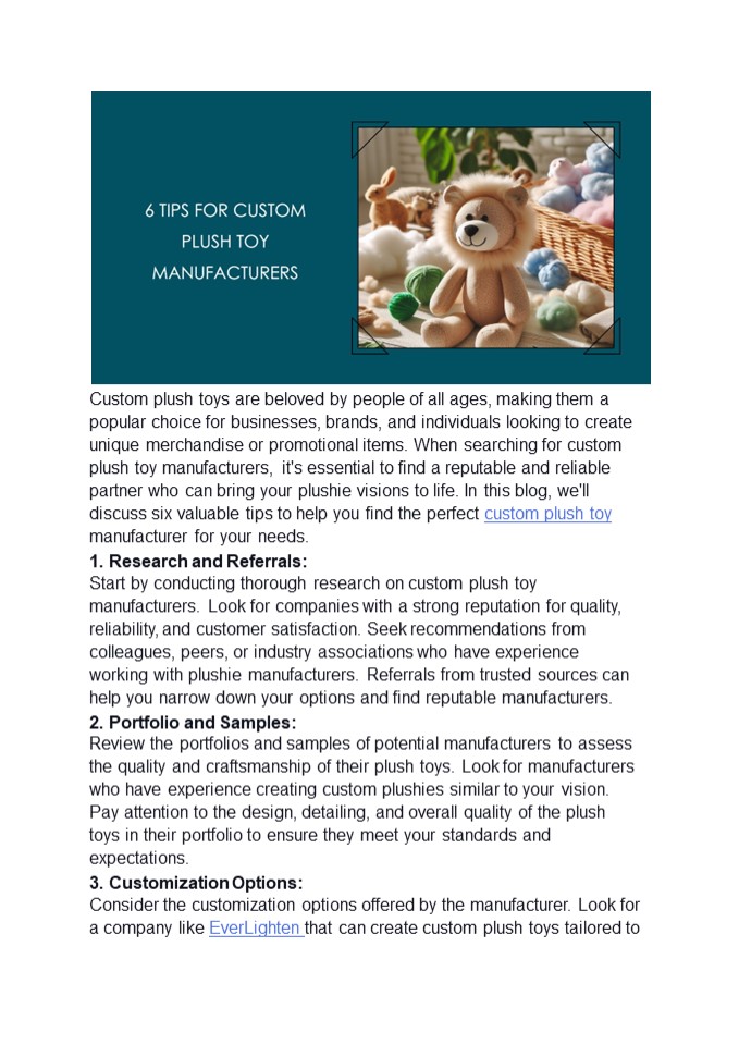 6 Tips for Finding Custom Plush Toy Manufacturers
