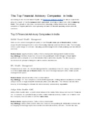 The Top Financial Advisory Companies in India