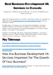 Best Business Development VA Services in Canada