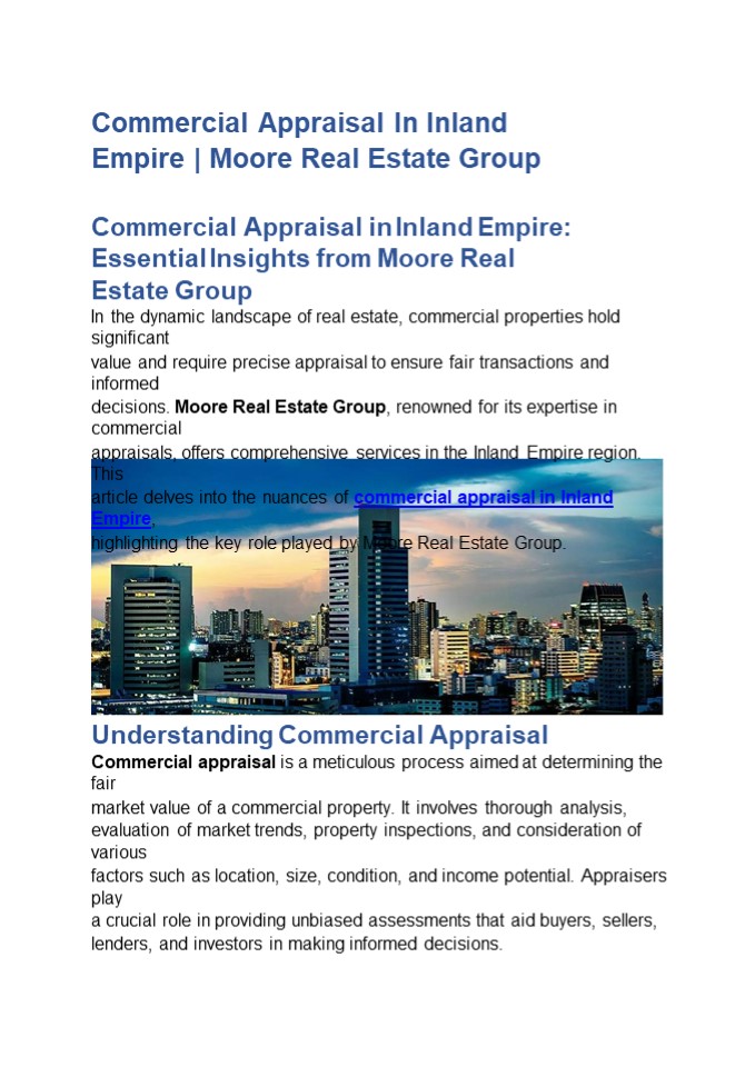 Commercial Appraisal In Inland Empire | Moore Real Estate Group