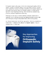 Key Approaches for Improving Orthopedic Implant Safety