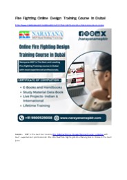 Fire Fighting Online Design Training Course in Duba