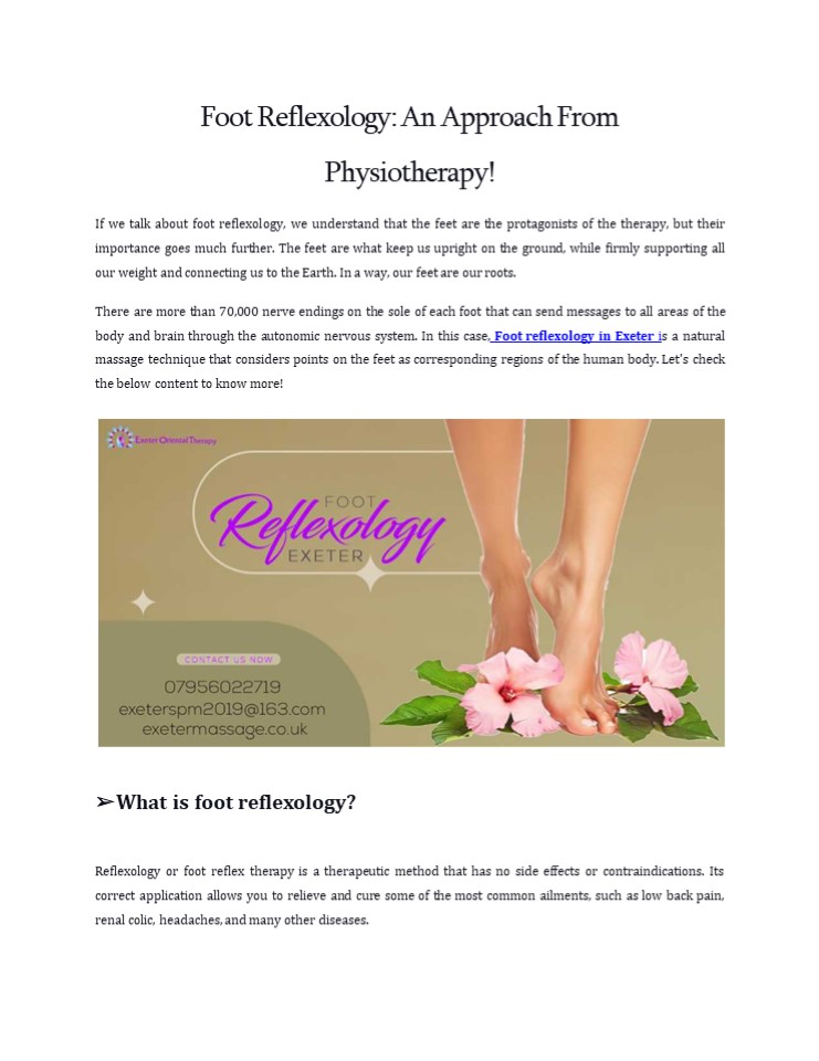 Foot,Hand reflexology Exeter -exetermassage