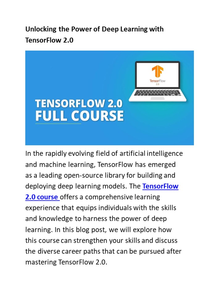 Unlocking the Power of Deep Learning with TensorFlow 2.0