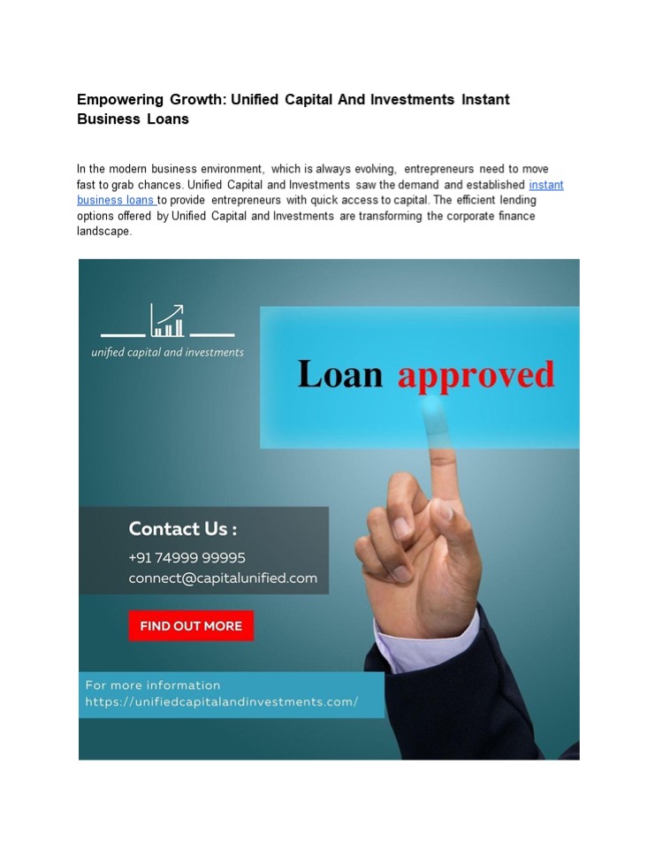 Empowering Growth: Unified Capital And Investments Instant Business Loans
