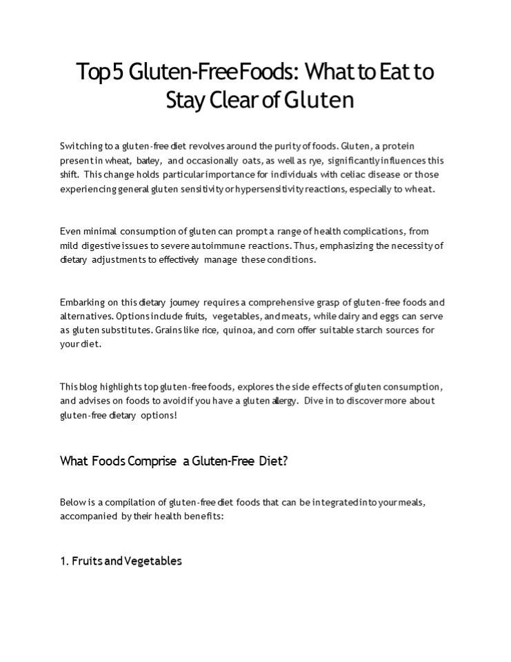 Top 5 Gluten-Free Diet Foods: What To Eat To Avoid Gluten