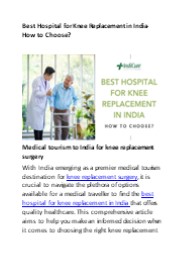 Best Hospital for Knee Replacement in India