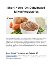 Short Notes On Dehydrated Mixed Vegetables | Mevive