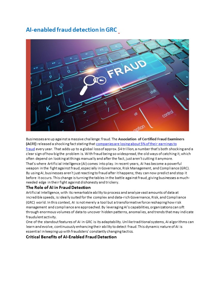 AI-enabled fraud detection in GRC