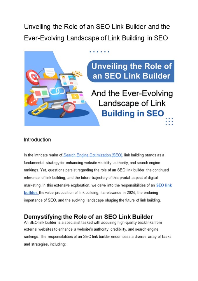 PPT – Unveiling the Role of an SEO Link Builder and the Ever-Evolving ...