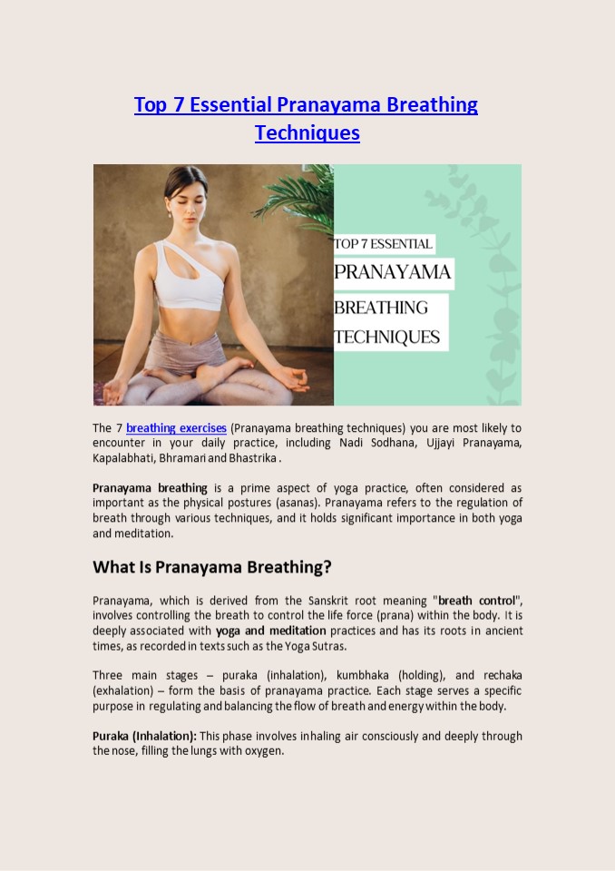 Top 7 Essential Pranayama Breathing Techniques