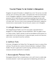 Must Visit Tourits Places in Bangalore