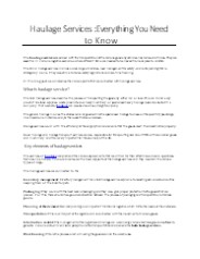 Haulage Services :Everything You Need to Know