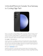 Unlocked Phones in Canada: Your Gateway to Cutting-Edge Tech