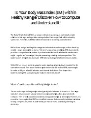 Is Your Body Mass Index (BMI) within Healthy Range