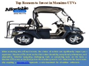 Top Reasons to Invest in Massimo UTVs