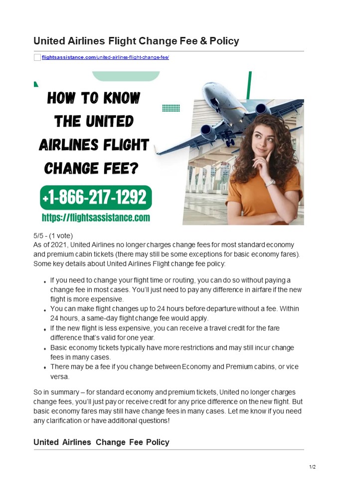 PPT United Airlines Flight Change Policy PowerPoint presentation