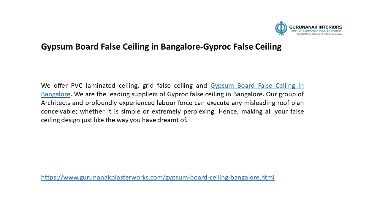 Gypsum Board False Ceiling in Bangalore-Gyproc False Ceiling