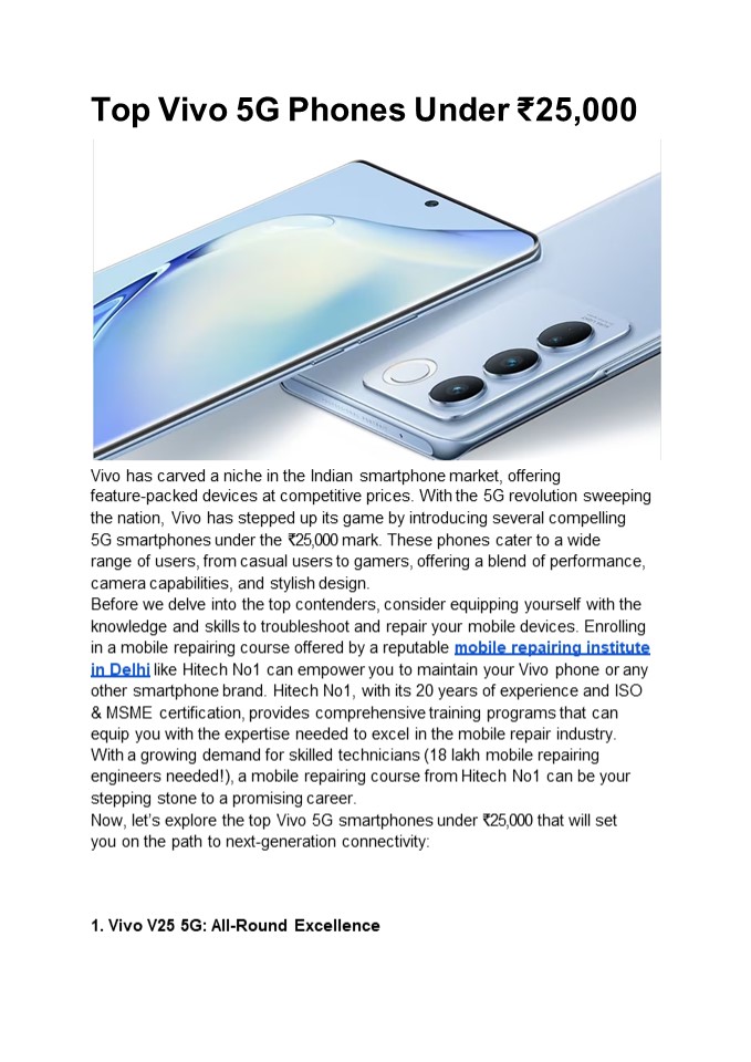 Top Vivo 5G Phones Under ₹25,000