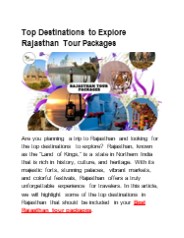 Top Destinations to Explore Rajasthan Tour Packages