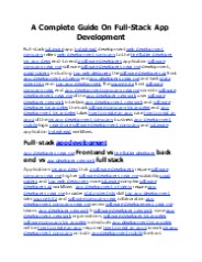 A Complete Guide On Full-Stack App Development
