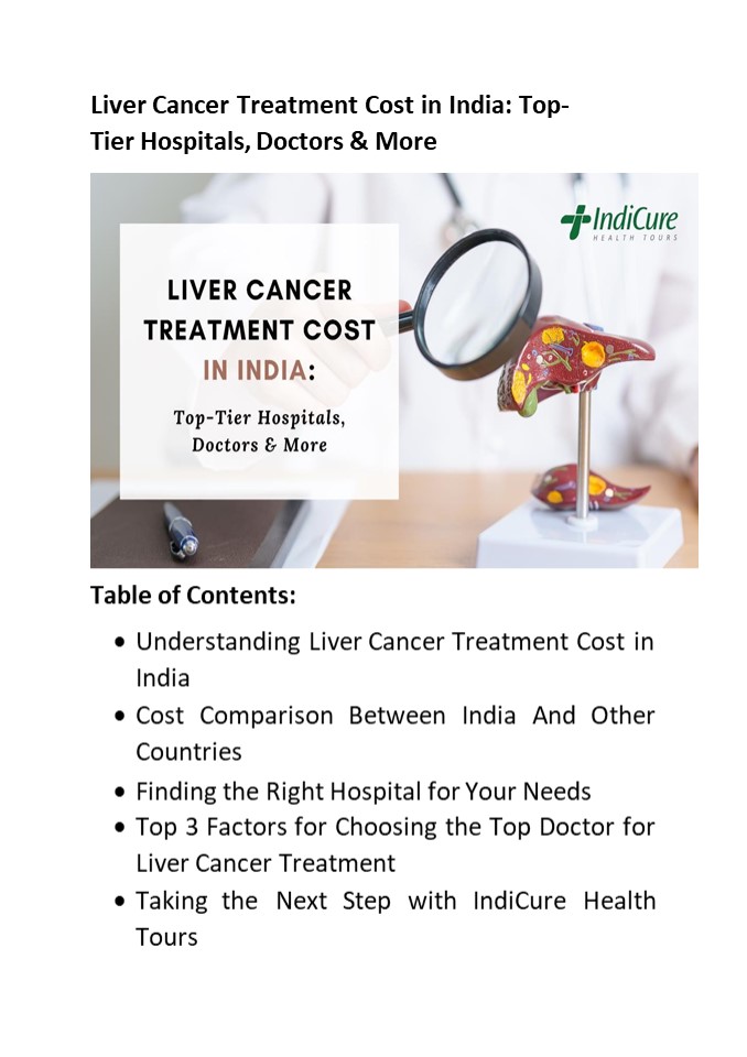 Liver Cancer Treatment Cost in India Top-Tier Hospitals, Doctors & More