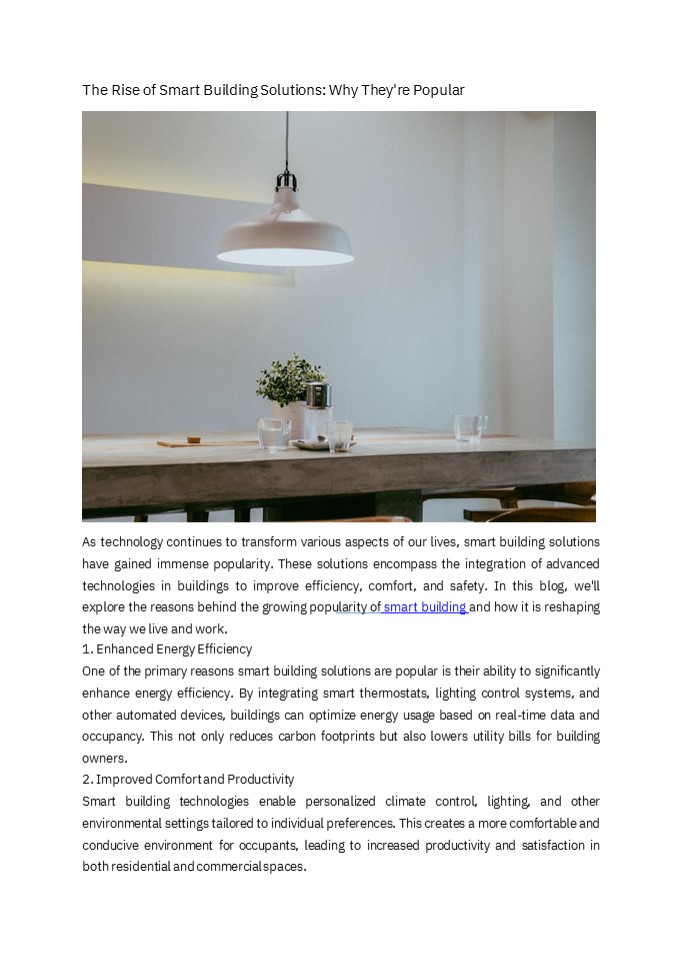 The Rise of Smart Building Solutions: Why They're Popular