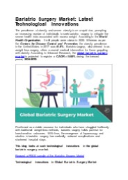 Bariatric Surgery Market: Latest Technological Innovations