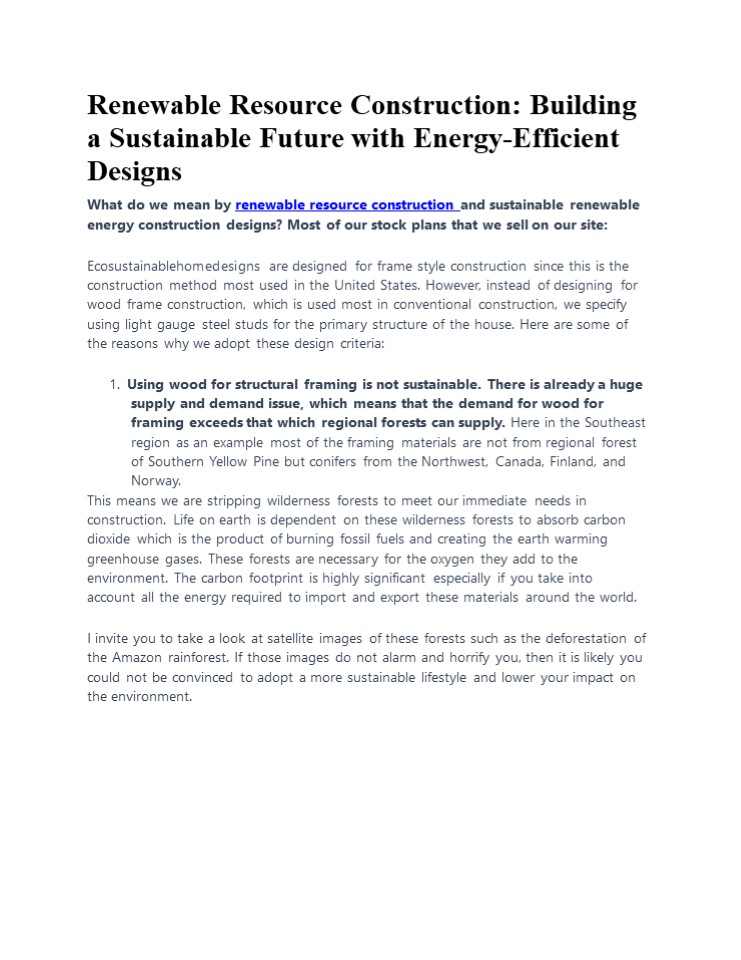 Renewable Resource Construction: Building a Sustainable Future with Energy-Efficient Designs