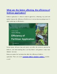 Some Factors Affecting the Efficiency of Fertilizer Application