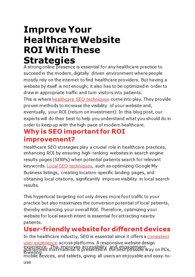 Improve Your Healthcare Website ROI With These Strategies - Practice Builders