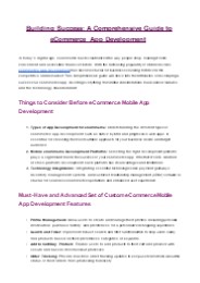 Building Success: A Comprehensive Guide to eCommerce App Development