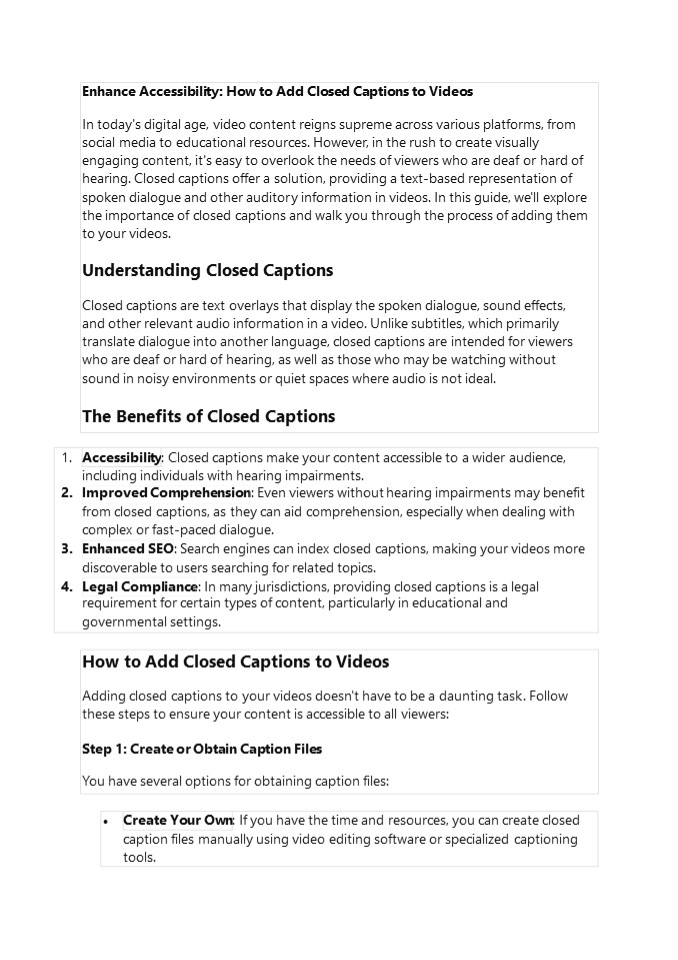 Enhance Accessibility: How to Add Closed Captions to Videos